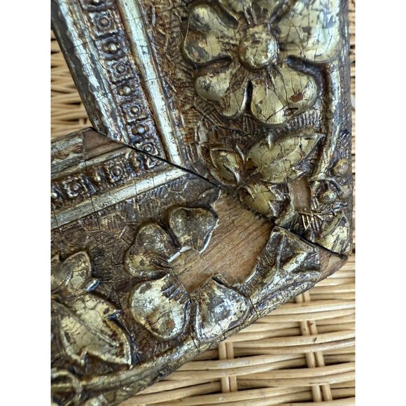 Antique Victorian Shabby Floral Gold Gesso Pair of Picture Frames - Picture 8 of 16